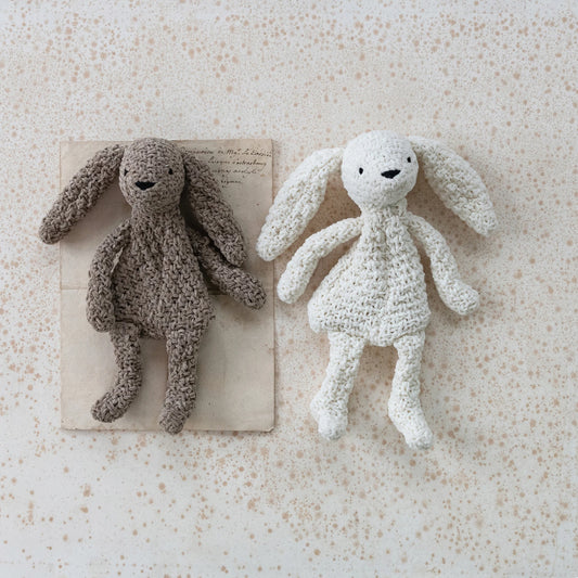 Knit Fabric Chenille Bunny Toy, 2 Colors