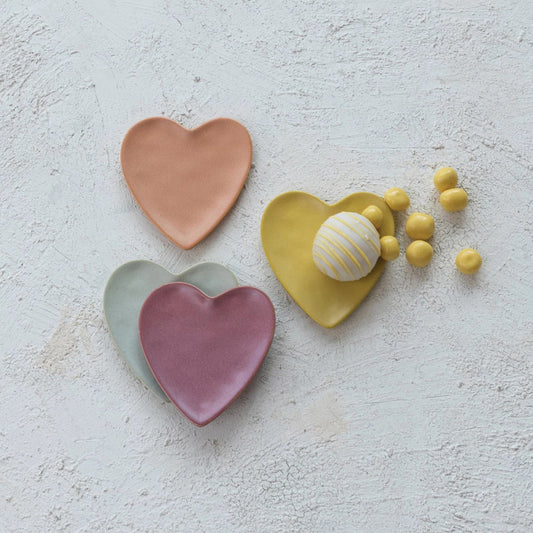 Stoneware Heart Shaped Dish, 4 Colors