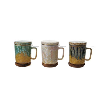 Mug with Strainer, Lid & Saucer