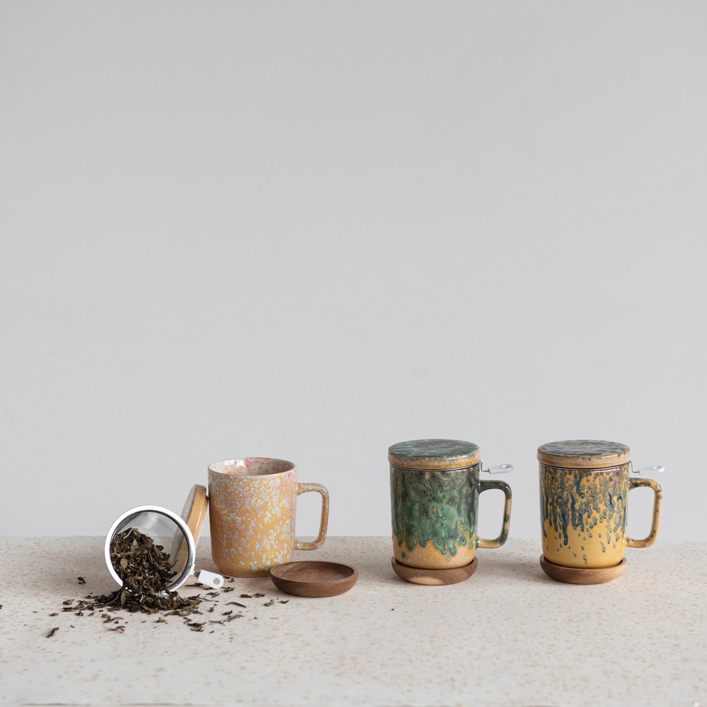 Mug with Strainer, Lid & Saucer
