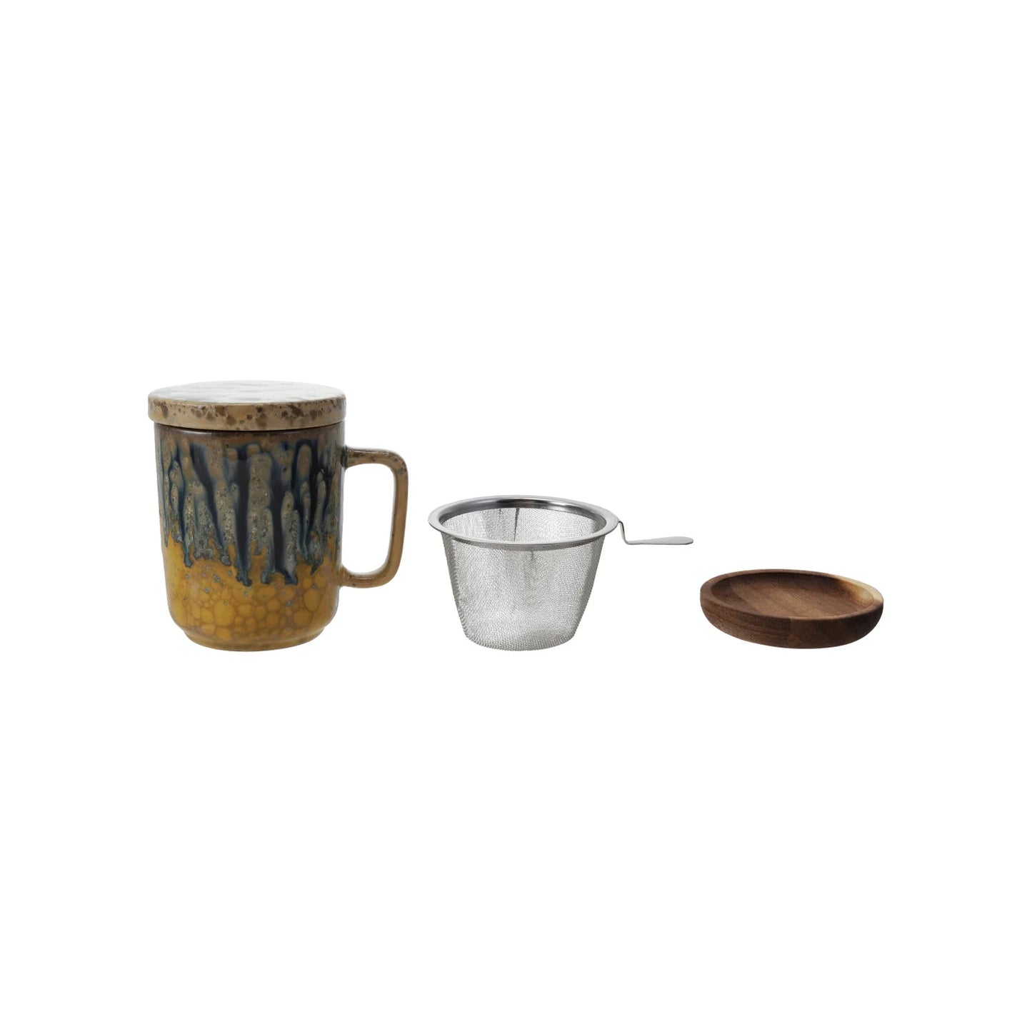 Mug with Strainer, Lid & Saucer