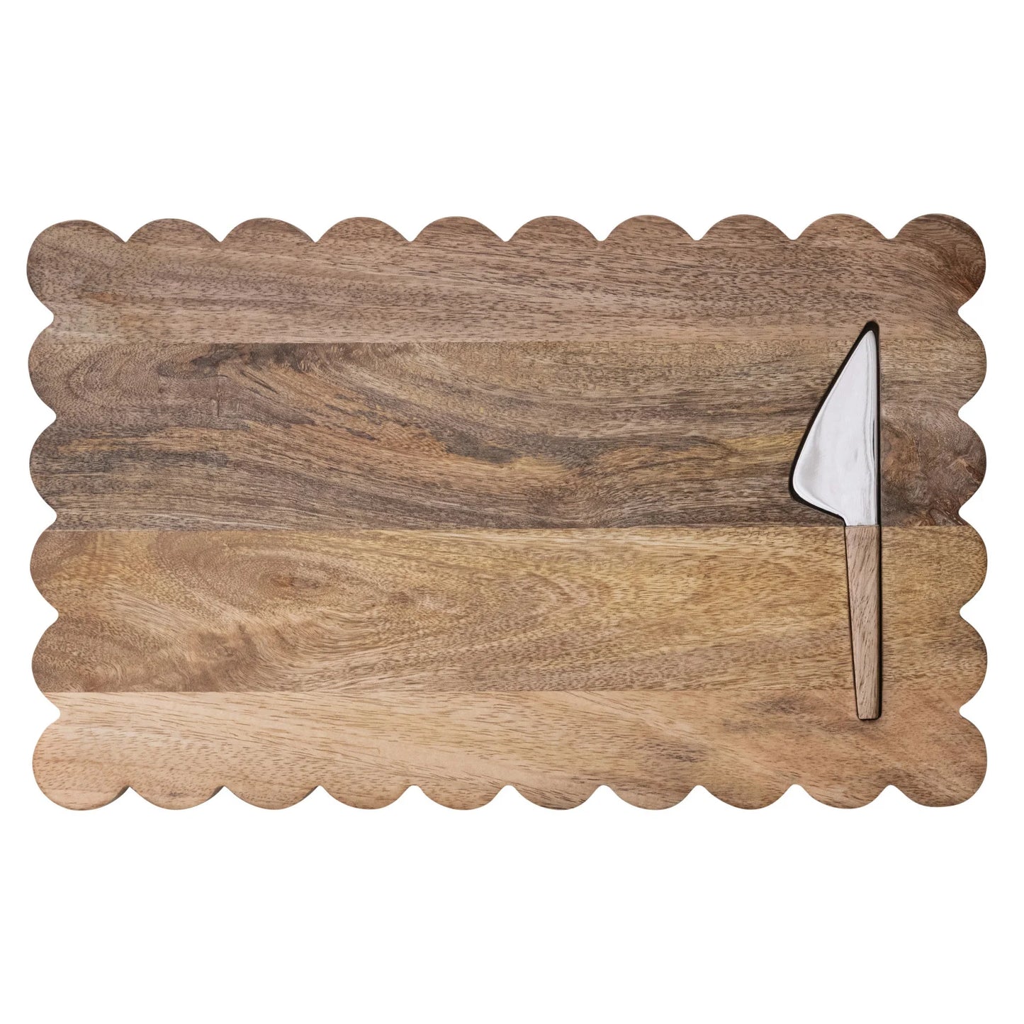 Mango Wood Cheese Board w/ Inlaid Knife