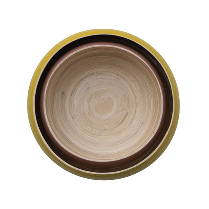 Bamboo Bowls w/ Natural Finish Inside, Matte Pink & Yellow, Set of 2