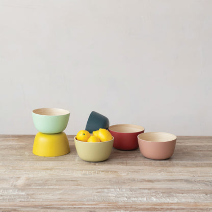 Bamboo Bowl w/ Natural Finish Inside, 6 Matte Colors