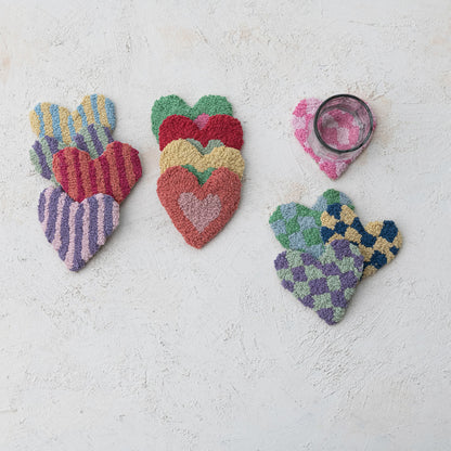 Cotton Tufted Heart Shaped Coasters