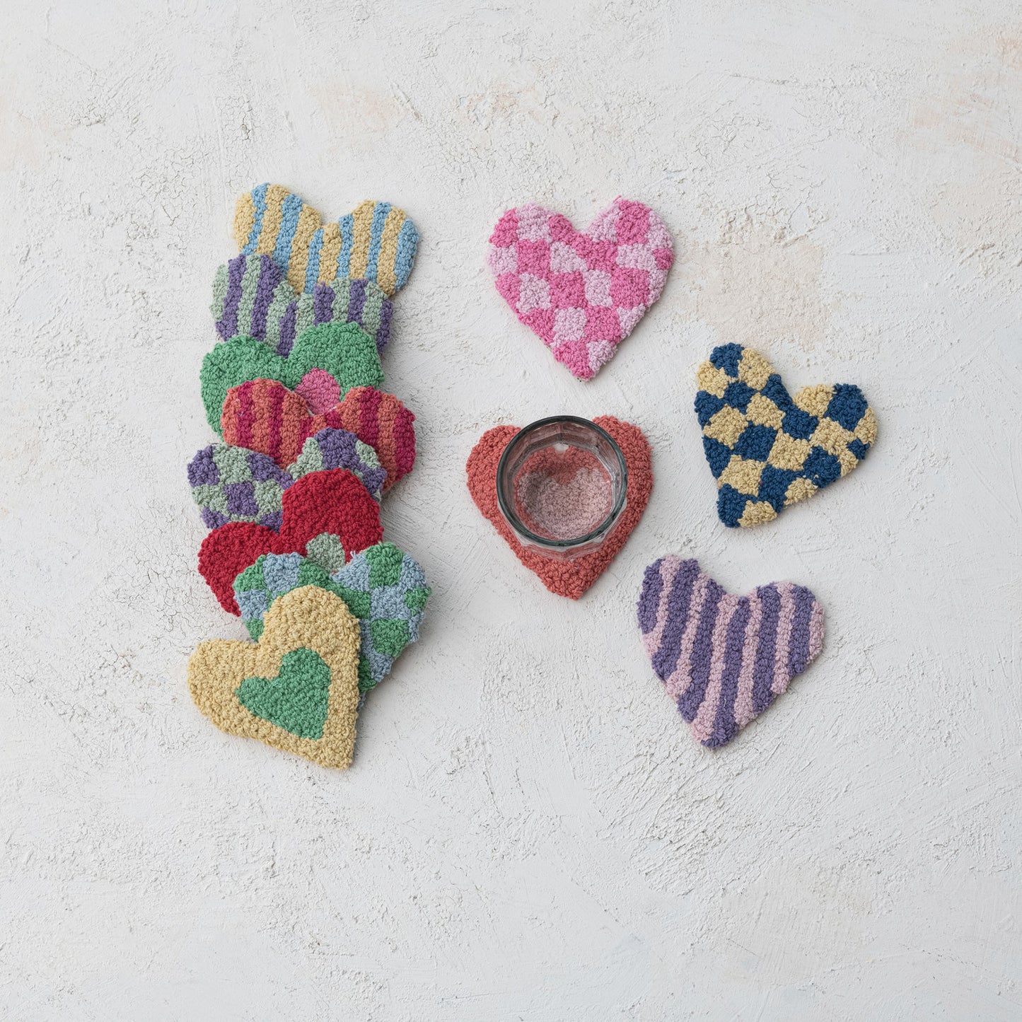 Cotton Tufted Heart Shaped Coasters