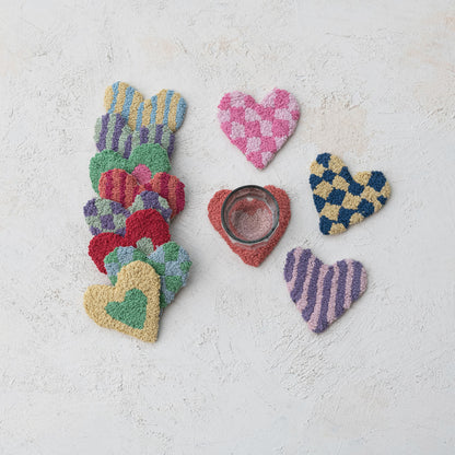 Cotton Tufted Heart Shaped Coasters