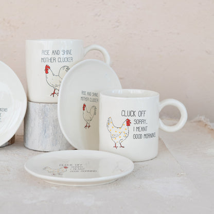 15 oz. Stoneware Mug w/ Chicken & Saying, 4 Styles
