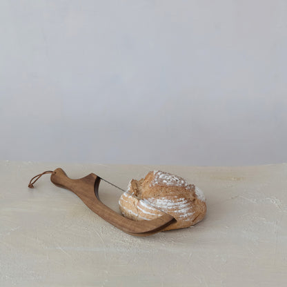 Wood Bread Bow Knife w/ Stainless Steel Blade