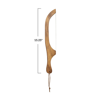 Wood Bread Bow Knife w/ Stainless Steel Blade