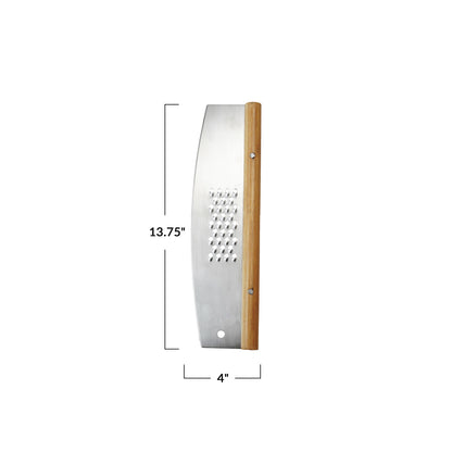 Stainless Steel & Rubberwood Pizza Cutter w/ Grater