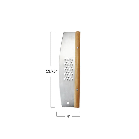 Stainless Steel & Rubberwood Pizza Cutter w/ Grater