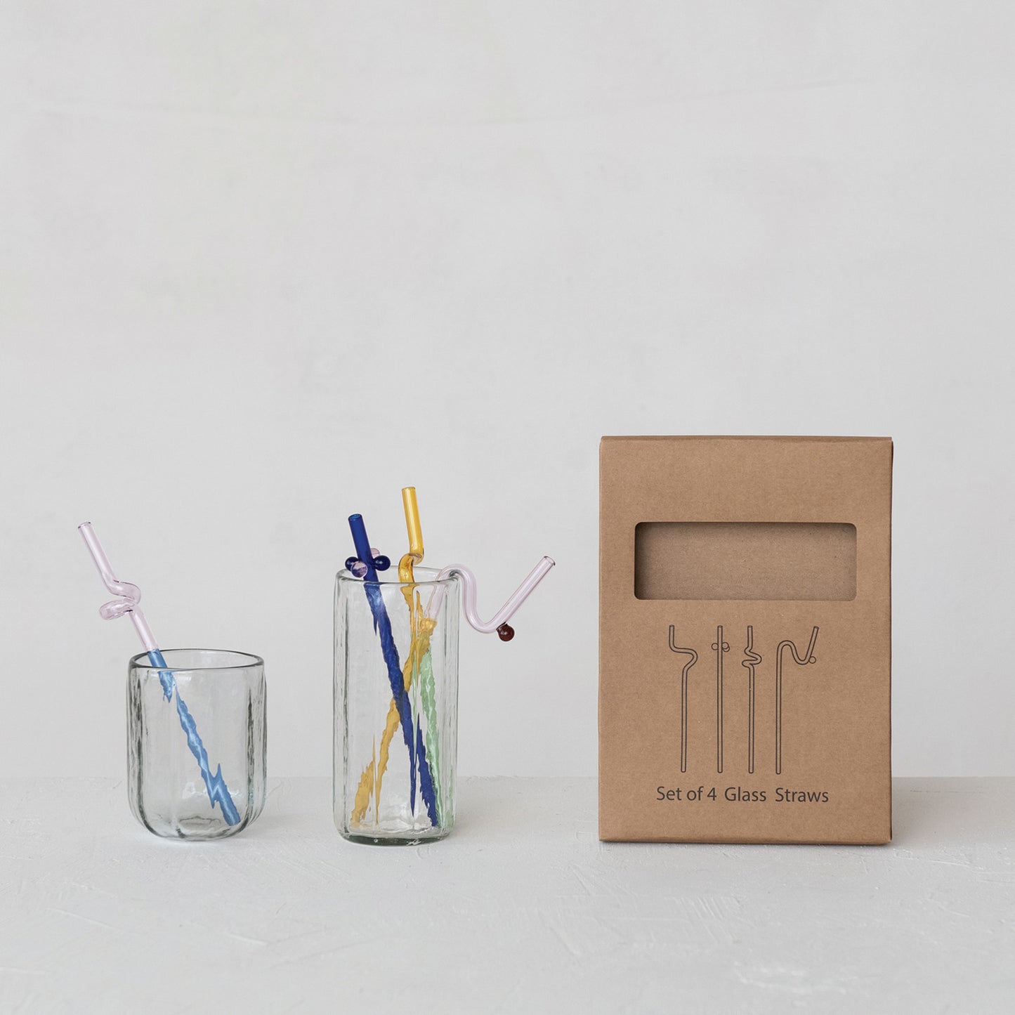 Glass Twisted Drinking Straws w/ Balls