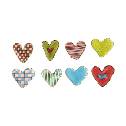 Hand-Painted Assorted Stoneware Heart Shaped Magnet