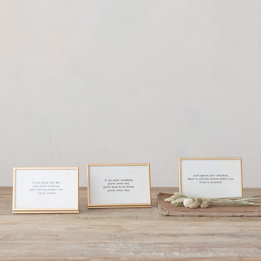 Metal & Glass Frame w/ Easel & Saying