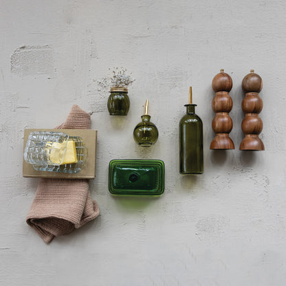4 oz. Glass Bitters Bottle with Metal Stopper, Olive Color & Gold Finish