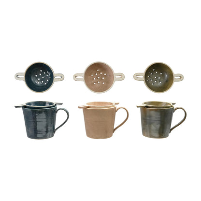 14 oz. Stoneware Mug with Strainer