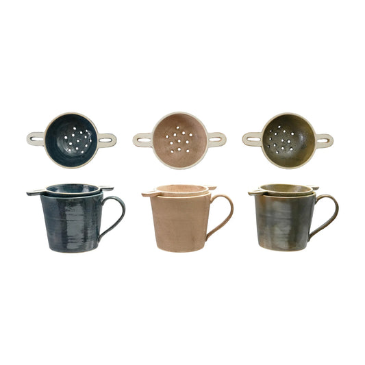 14 oz. Stoneware Mug with Strainer