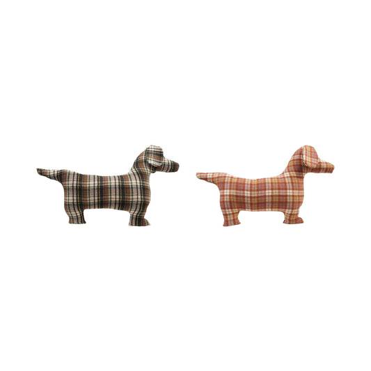 Fabric Dog Shaped Pillow Plaid