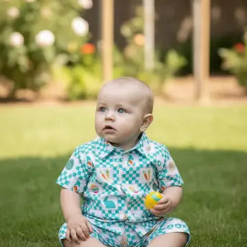 Easter Checker Printed Boys 2 Piece Set