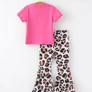 "He Is Risen" Applique Leopard Print Girls Set 8/9