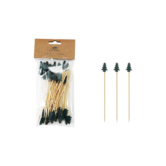 50pk Bamboo Single Use Skewers w/ Tree Shaped Handles