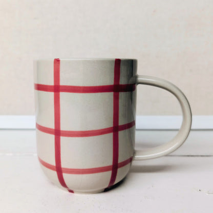 Stoneware Mug w/ Grid Pattern