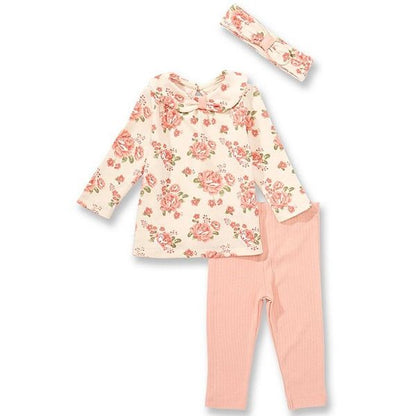 Autumn Rose Tunic Top & Solid Leggings Set