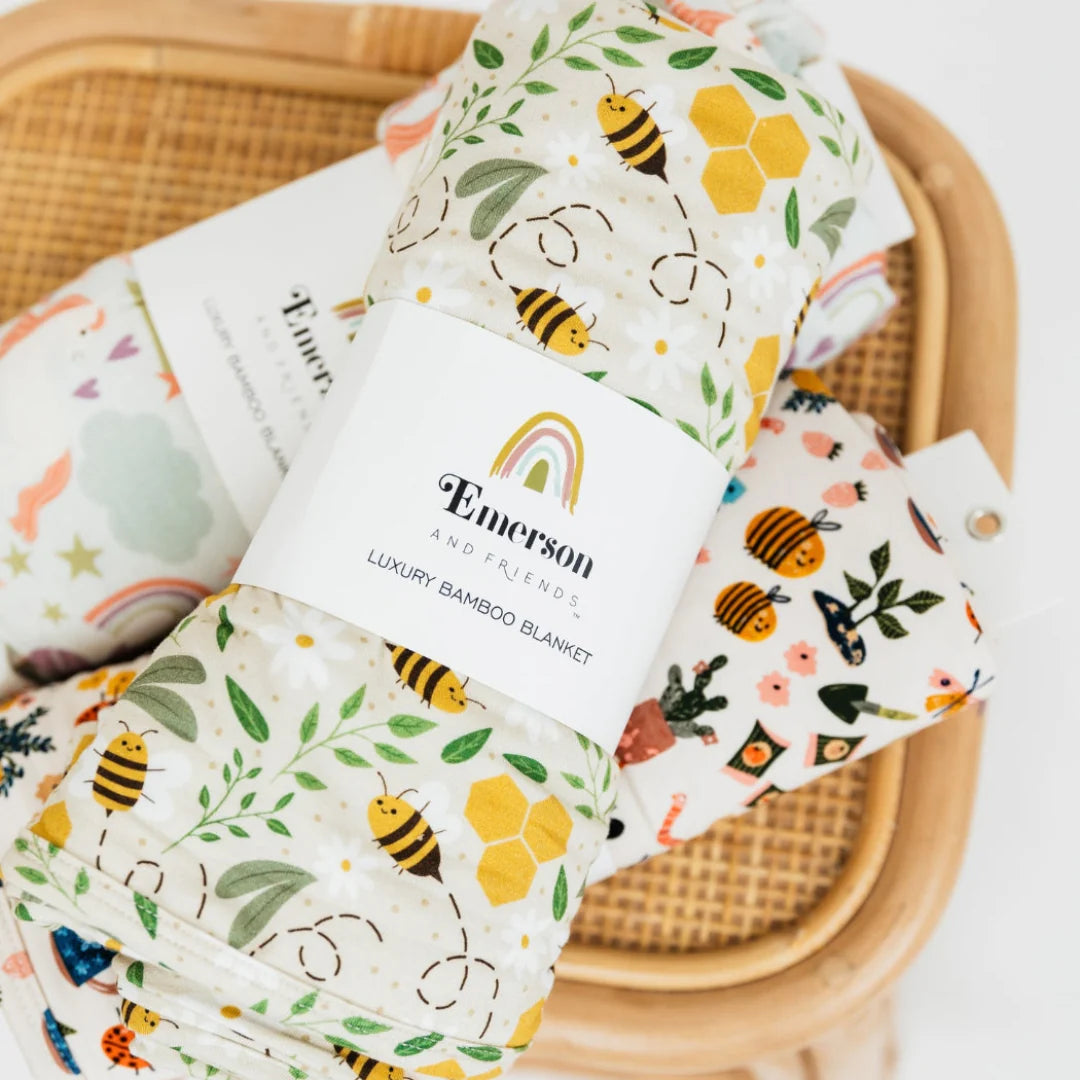 Happy Honey Bees Luxury Bamboo Blanket