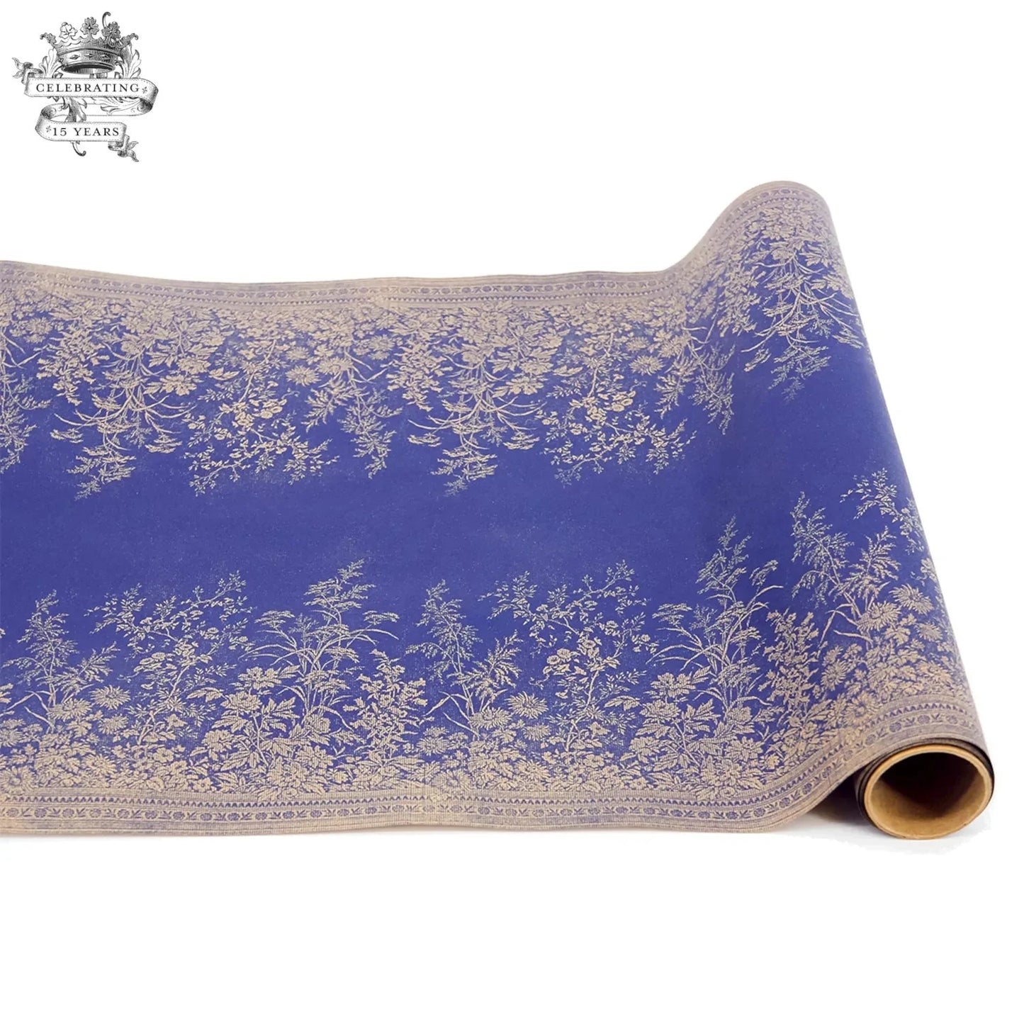 Navy Woven Floral Runner
