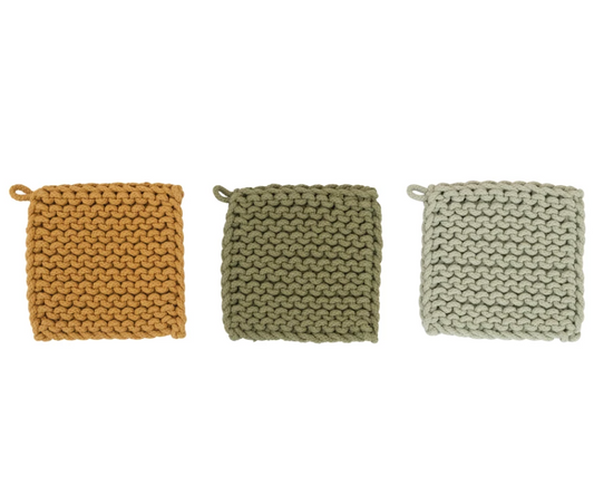 8" Square Crochet Cotton Pot Holder