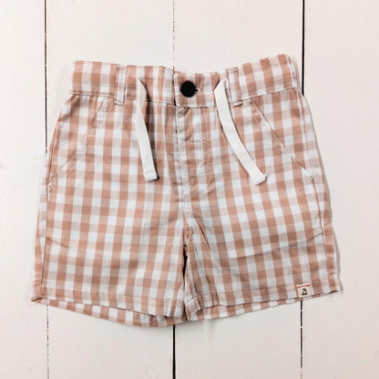 Beige Plaid Shorts