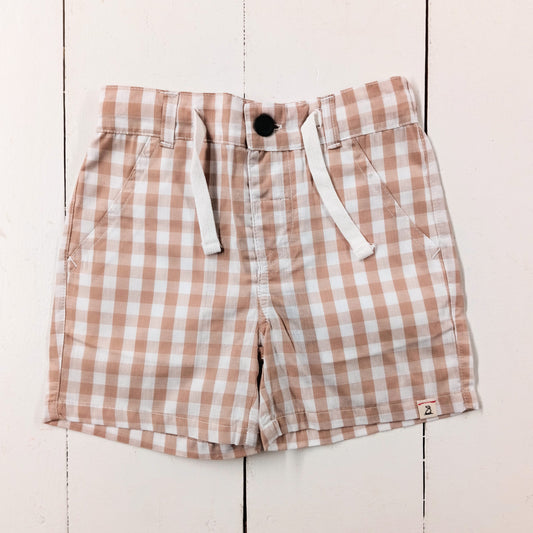 Beige Plaid Shorts