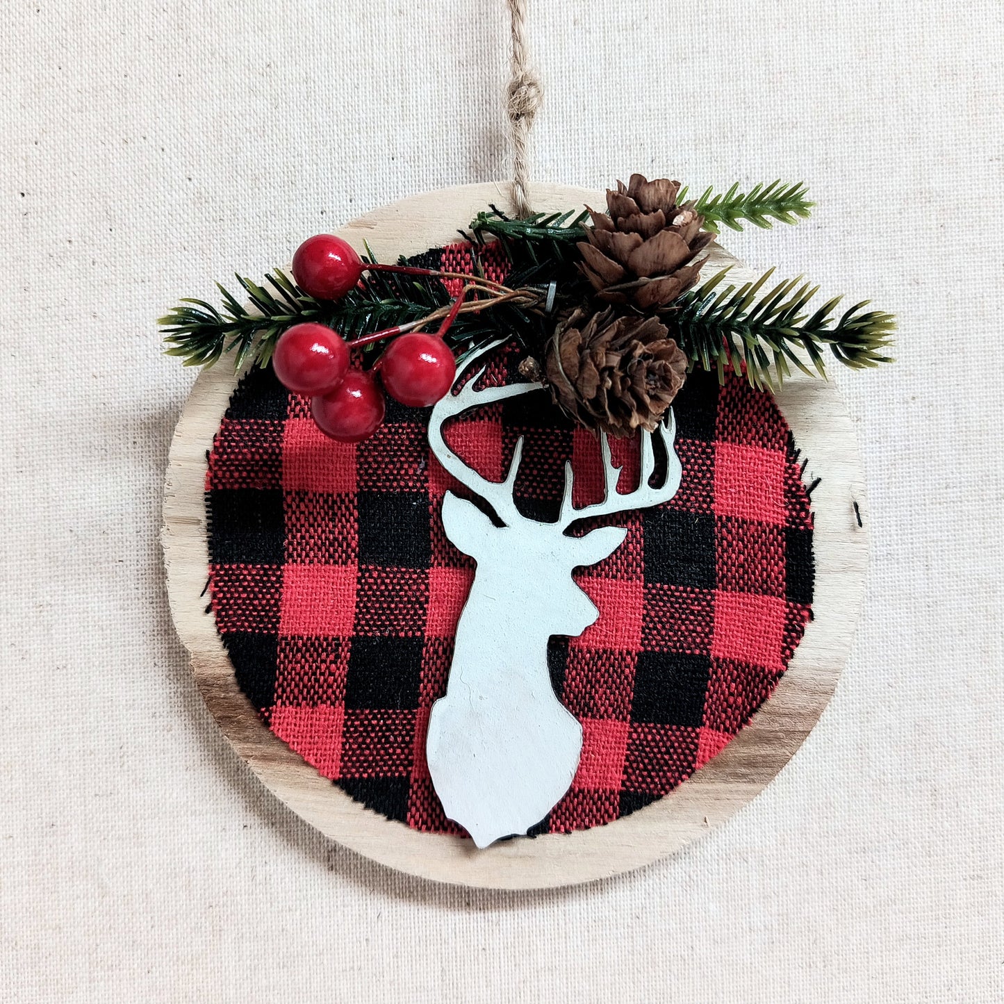 Plywood Plaid Deer Ornaments