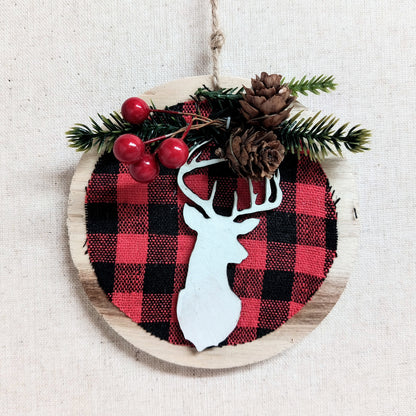Plywood Plaid Deer Ornaments