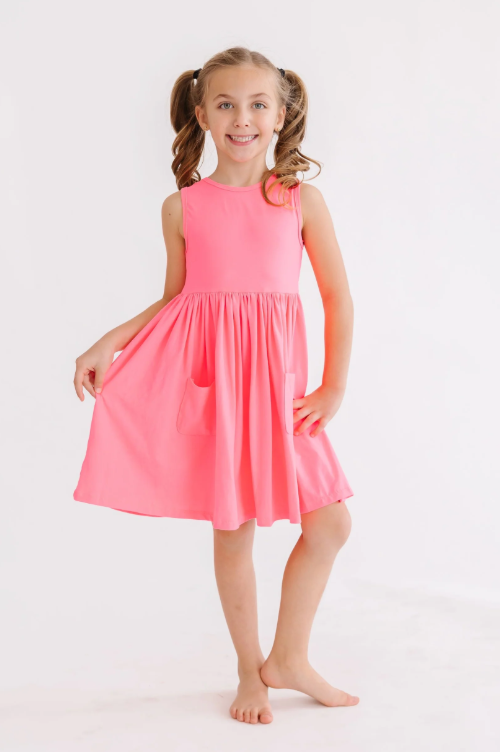 Neon Pink Tank Twirl Dress