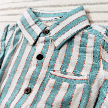 Turquoise Striped Woven Shirt