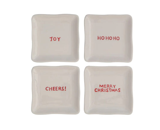 5" Square Ceramic Plate w/ Holiday Sayings