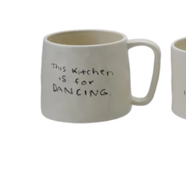 Stoneware Mug w/ Saying Black & White