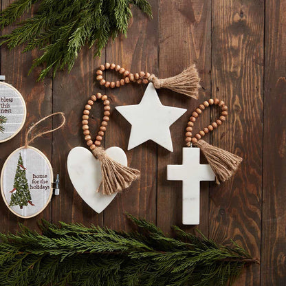 Star Wood Marble Ornament