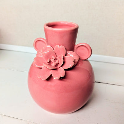 Solid Color Vase w/ Floral Accent