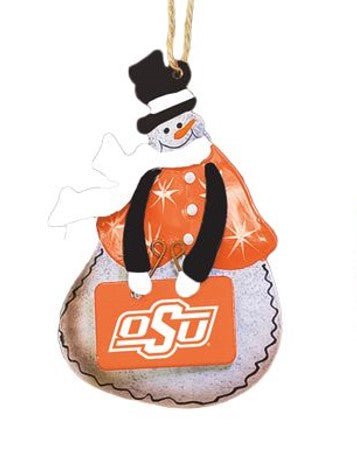 Metal OSU Snowman Ornament