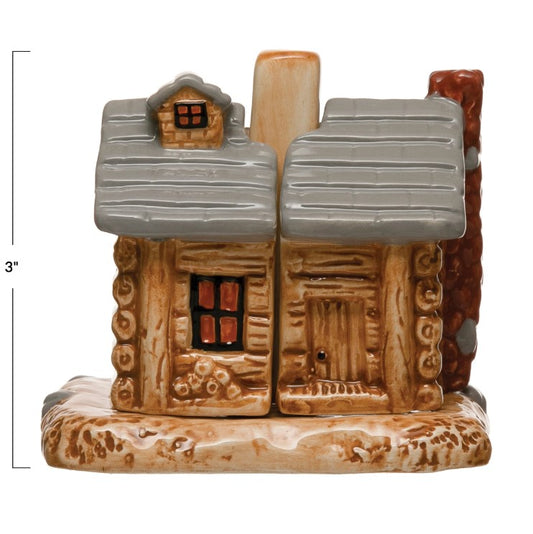 Stoneware Cabin Salt and Pepper Shakers