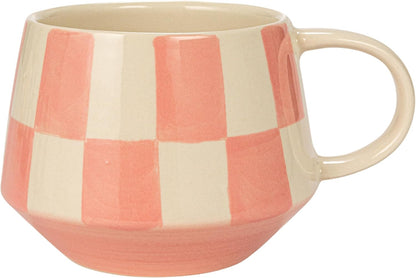 10 oz. Stoneware Mug w/ Check Pattern, 4 Colors