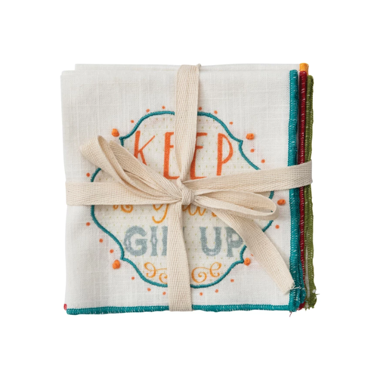 Cotton Napkin Set w/ Embroidery