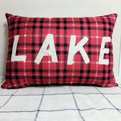 Red Plaid Lake Pillow