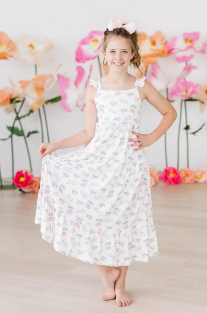Berries & Bows Ruffle Maxi Dress
