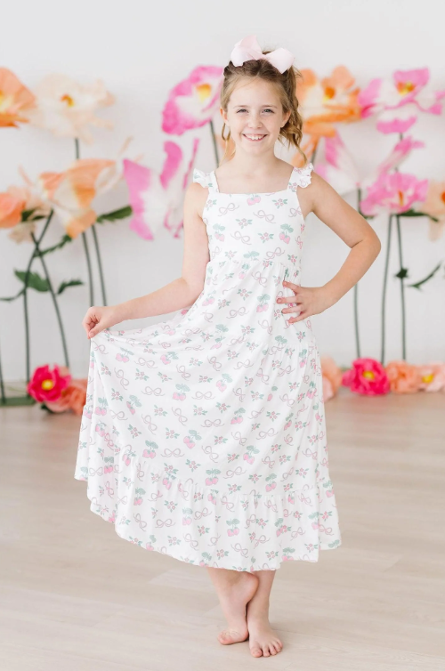 Berries & Bows Ruffle Maxi Dress