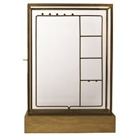 Sibella Jewelry Display Case Wood and Brass