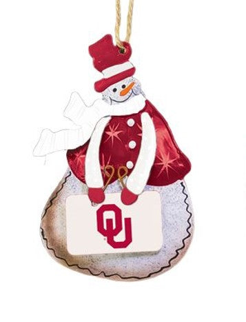 Metal OU Snowman Ornament